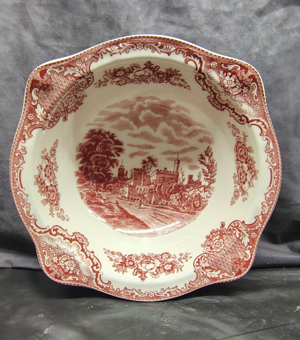 Vintage Johnson Bros Old Britain Castles Red Transferware Vegetable Bowl